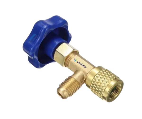 Válvula Check con Llave para Lata de Gas Refrigerante 1/4 y 7/16