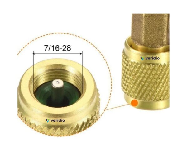 Válvula Check con Llave para Lata de Gas Refrigerante 1/4 y 7/16 - Imagen 3