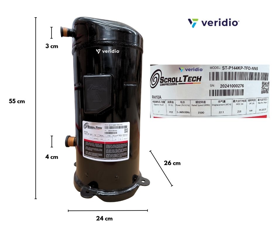 Compresor ScrollTech 12 HP 460V R410A ST-P144KP-TFD-NN5 Trifásico - Imagen 2